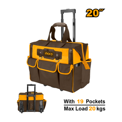 BOLSO PARA HERRAMIENTAS INGCO 20 C/RUEDAS Y MANGO # HRRTB2015