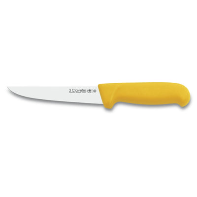 CUCHILLO TRES CLAVELES # 1374 POLIP. AMARILLO 15 CMS CARNICERO