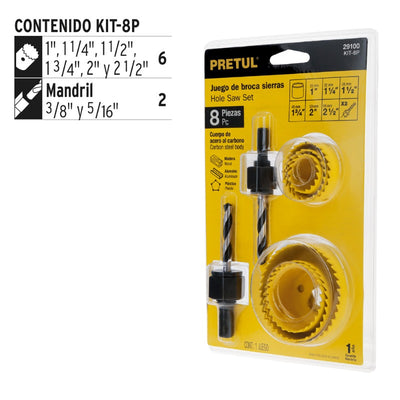 SIERRA COPA PRETUL (TRUPER) 8 PIEZAS P/INSTALAR CERRADURAS #KIT-8P (29100)