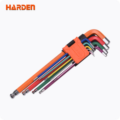 Llave Allen Punta Bola Extra Larga 9 Piezas Harden