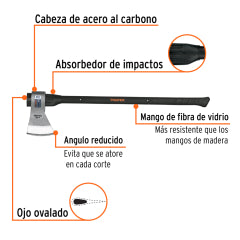 Hacha Truper Media Labor 4 Lbs. # Ml-4M C/Mango Fibra 36" (14972)