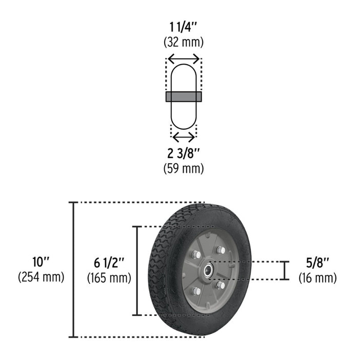 RUEDA P/CARRO T/ YEGUA COMPLETA PRETUL (TRUPER) IMPONCHABLE 10 # RD-102  (45035)
