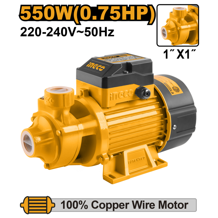 BOMBA AGUA INGCO PERIFERICA 550 WATTS - 0,75 HP   # VPM5508