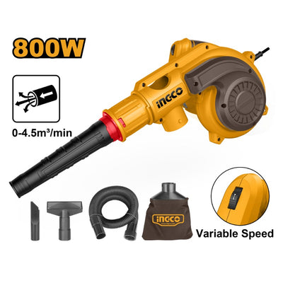 SOPLADOR ASPIRADOR INGCO 220V/800 WATTS 4,5M³/MIN # AB8038