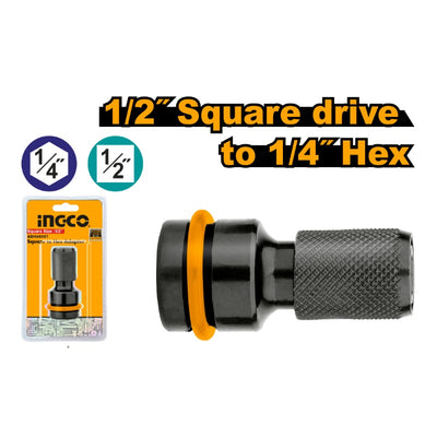 ADAPTADOR INGCO 1/2 A 1/4 LARGO 50 MM HEXAGONAL #ABH60501