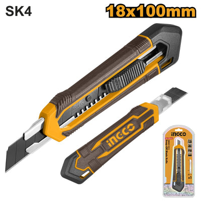 CUCHILLO CARTONAJE INGCO RETRACTIL 18 X 100MM C/1 HOJA  #  HKNS11815