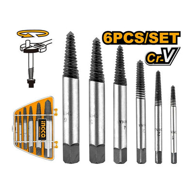 EXTRACTOR PERNOS INGCO  6-25 MM JGO.6 PZAS. # ASE106