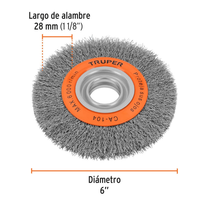 ESCOBILLA TRUPER CIRCULAR DIAM 6 P/ESMERIL FINA 3/4 #CA-104  (11520)