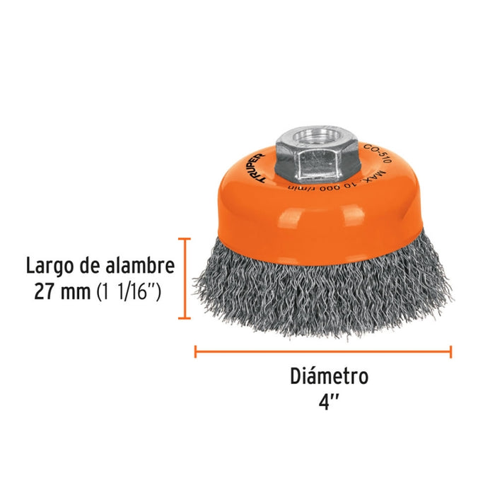 ESCOBILLA TRUPER DE COPA DIAM 4 FINA P/ESMERIL EJE 5/8 #CO-510  (11529)
