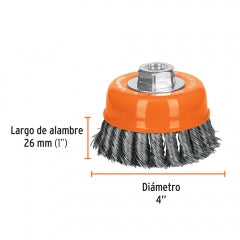 Escobilla Truper Copa Diam 4" P/Esmeril Tren. Gso. 14 Mm #Ct-610Mx (17532)