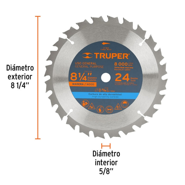 SIERRA CIRCULAR TRUPER P/MADERA 8.1/4X24 DTS. #ST-824  (18302)