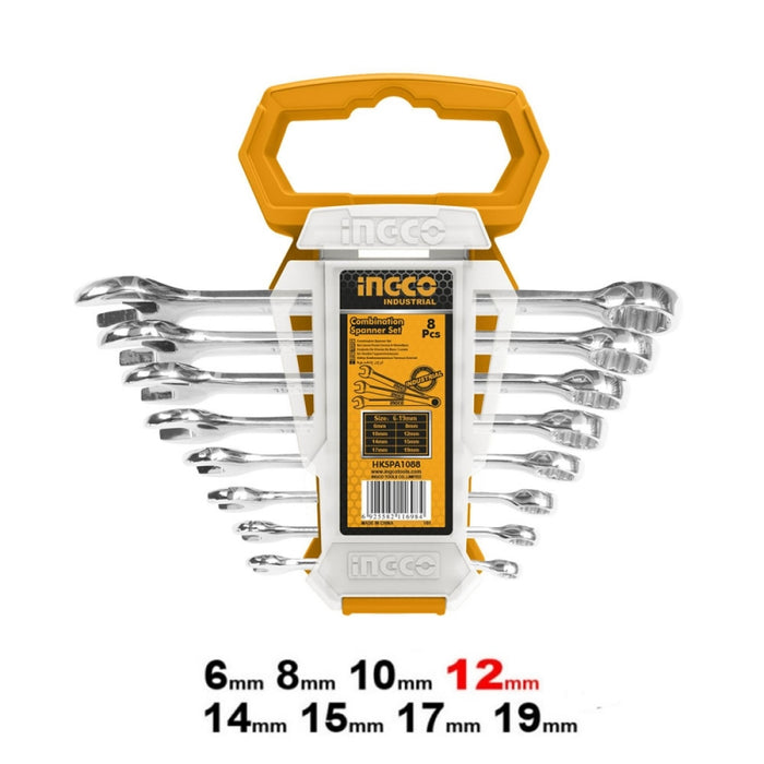 LLAVE PUNTA Y CORONA INGCO 6-19 MM JGO. 8 PIEZAS #  HKSPA1088