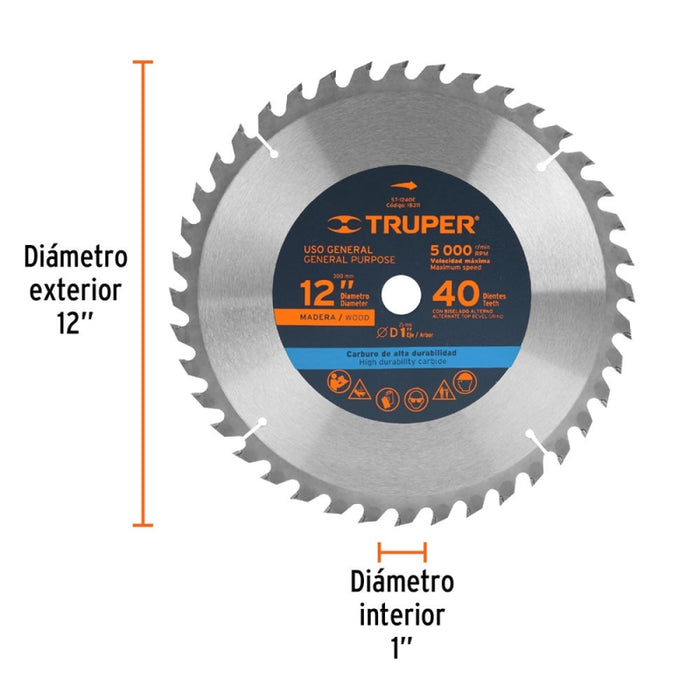 SIERRA CIRCULAR TRUPER P/MADERA 12 X 40 DTS. #ST-1240E  (18311)