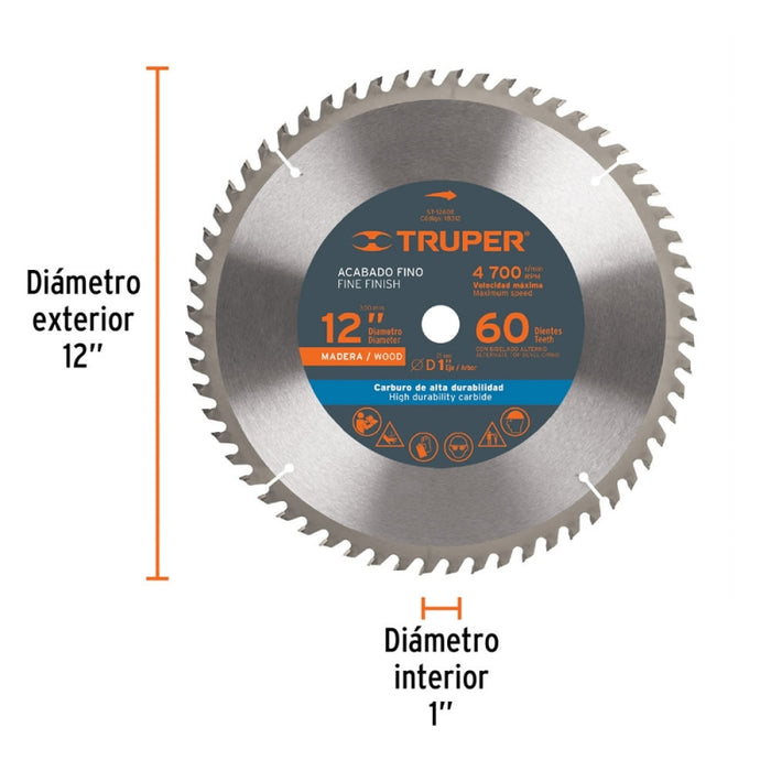 SIERRA CIRCULAR TRUPER P/MADERA 12 X 60 DTS. #ST-1260E  (18312)