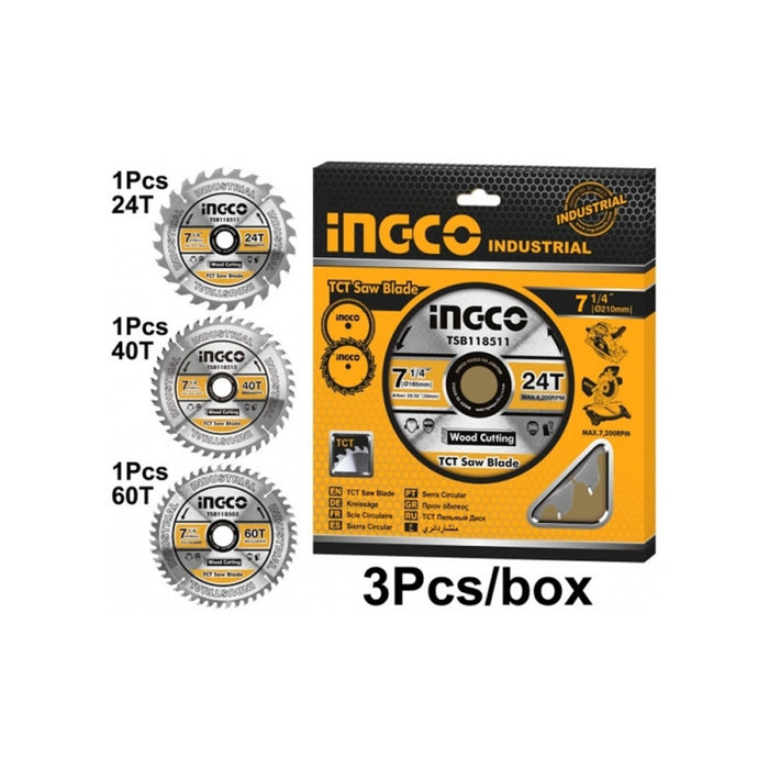 DISCO INGCO CORTE MADERA  JGO.3 PZAS.7 1/4 24 T, 40 T, 60 T.#  TSB51852153