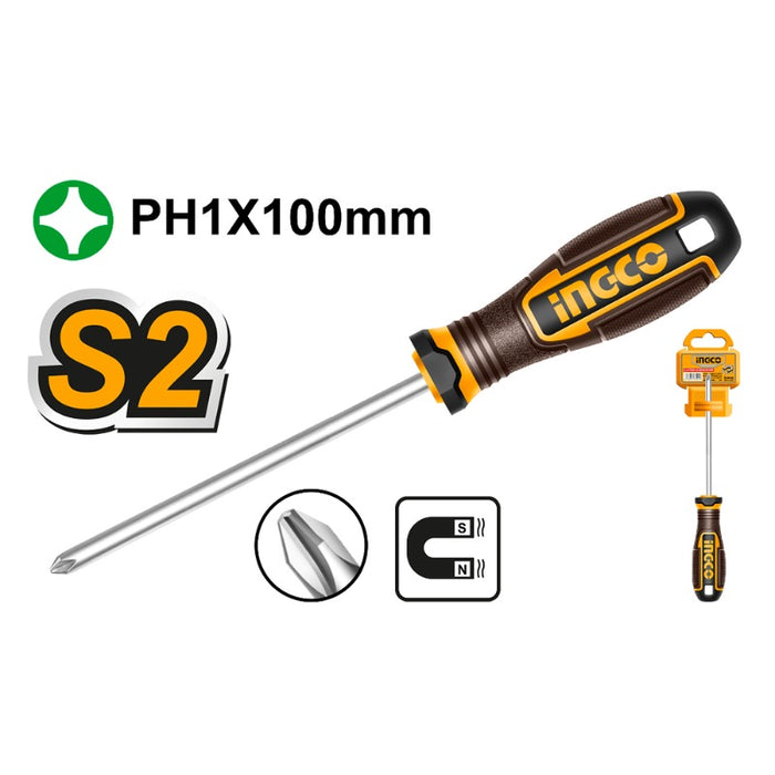 ATORNILLADOR INGCO PHILLIPS PTA.1  MAGNETICO 100 MM # HSDPH1100