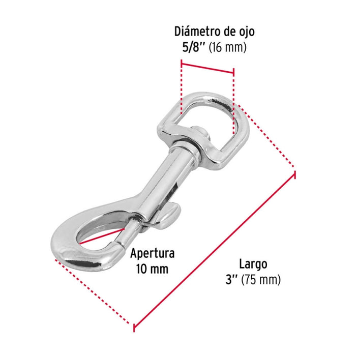 MOSQUETON C/DEST. FIERO (TRUPER) ZINC 3 #BDZ-3-1/2 (BANZ-3.1/2)  (44031)