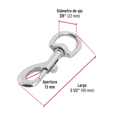 MOSQUETON C/DESTORCEDOR FIERO TRUPER DE ZINC 3 1/2 #BDZ-4 (BANZ-4)  (44032)