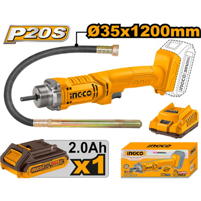 VIBRADOR DE CONCRETO INGCO INALAMB.20V C/BAT.2.0HA Y CARGADOR #CCVLI2023011