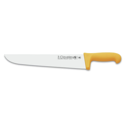 CUCHILLO TRES CLAVELES # 1388 POLIP. AMARILLO 30 CMS CARNICERO