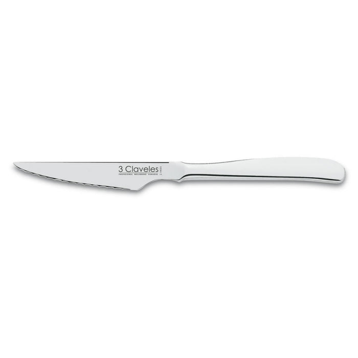 CUCHILLO TRES CLAVELES # 1515  INOX DENTADO  CHULETERO  11 CMS