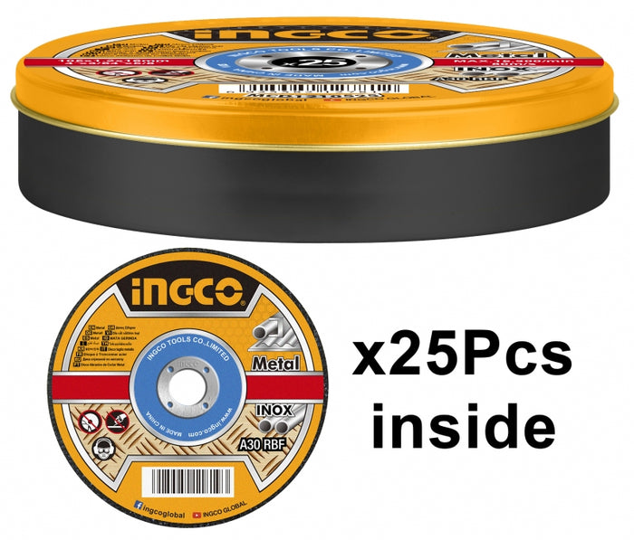 DISCO DE CORTE INGCO METAL 41/2 (115MM) JGO. 25 PZAS # MCD1211525