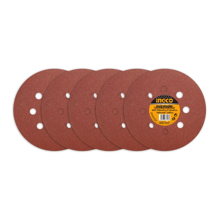 LIJA PARA LIJADORA ROTORBITAL INGCO 150MM/6 JGO.5 PZAS # AKRS150051