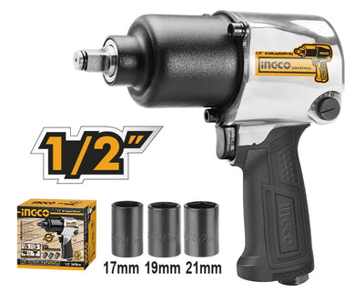 PISTOLA DE IMPACTO INGCO NEUMATICA 1/2  PRESION AIRE 6.2BAR (90PSI) # AIW12562