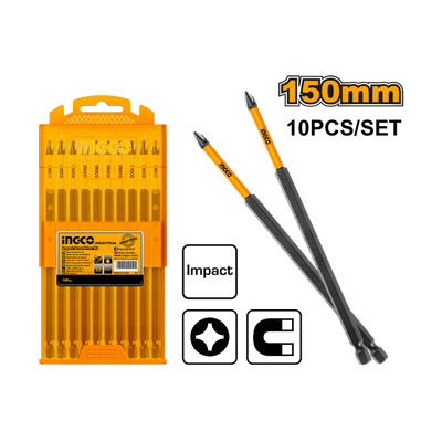 PUNTA INGCO LARGA IMPACTO PH2 150MM JGO.10 PZAS # SDBIM11PH263
