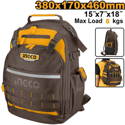 MOCHILA PORTAHERRAMIENTAS INGCO 8KG 380X170X460MM #HBP01028