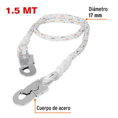CUERDA DE SEGURIDAD TRUPER 1,5 MT. 2 GANCHOS #CAB-5489-15  (14435)