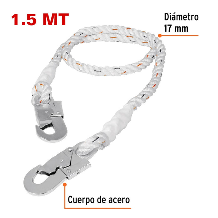 CUERDA DE SEGURIDAD TRUPER 1,5 MT. 2 GANCHOS #CAB-5489-15  (14435)