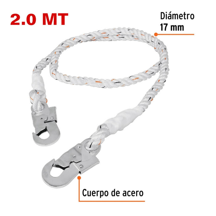 CUERDA DE SEGURIDAD TRUPER 2,O MT. 2 GANCHOS # CAB-5489-20  (14436)