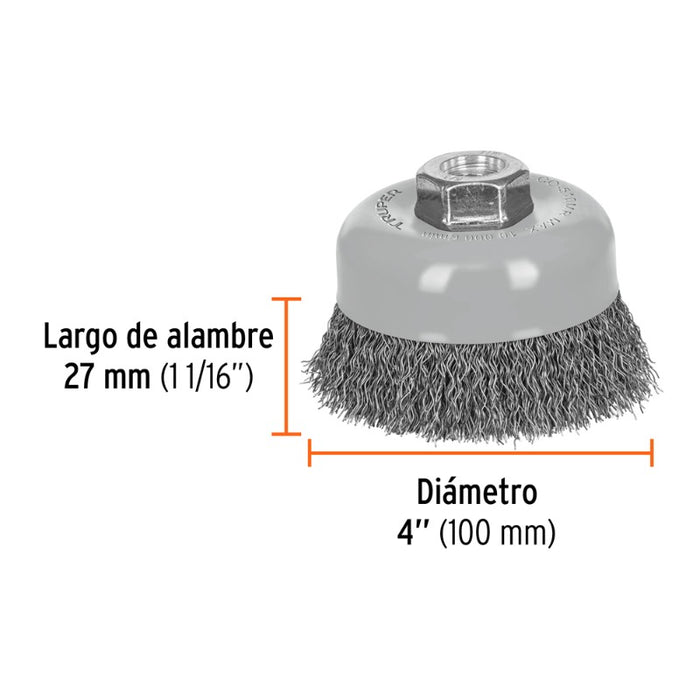 ESCOBILLA TRUPER DE COPA 4 P/ESMERIL EJE 5/8 MULTI-ROSCA #CO-510MR (100858)