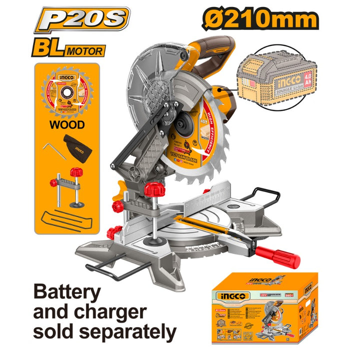SIERRA INGLETEADORA INGCO 8.1/4"  INALAMBRICA 20V NO INCLUYE BATERIA NI CARGADOR #CMSLI2021