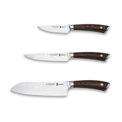 CUCHILLO TRES CLAVELES  #1026 SAKURA COCINERO JGO.3 PZAS.