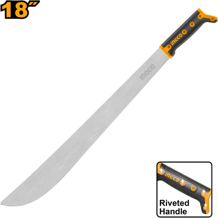 MACHETE INGCO ACERO CARBONO 18" PARA AGRICULTURA, JARDINERIA #HMPS0118