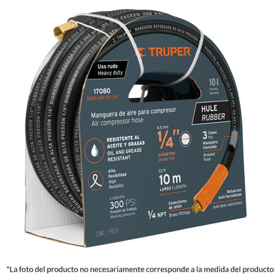 MANGUERA DE HULE TRUPER P/COMPRESOR 15 MTS. # MAN-AP-15-1/4  (17081)