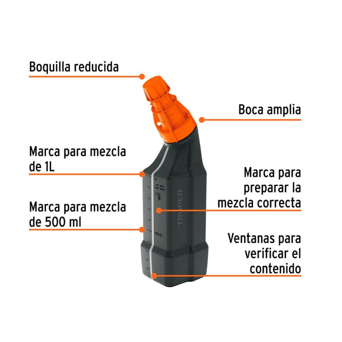 BOTELLA MEZCLA ACEITE Y GASOLINA TRUPER 1 LITRO # BOME-1 (101780)