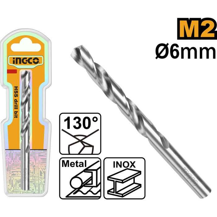 BROCA PARA METAL HSS M2  INGCO 6 MM # DBT11300601