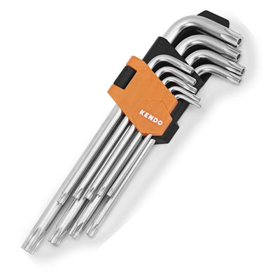 LLAVE TORX KENDO CROMADA PTA.TORX T/TAMPER JGO. 9 PIEZAS # 20742