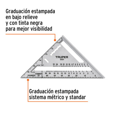 ESCUADRA DE ALUMINIO TRUPER PARA MURO DE YESO 7  ET-7A  (15131)