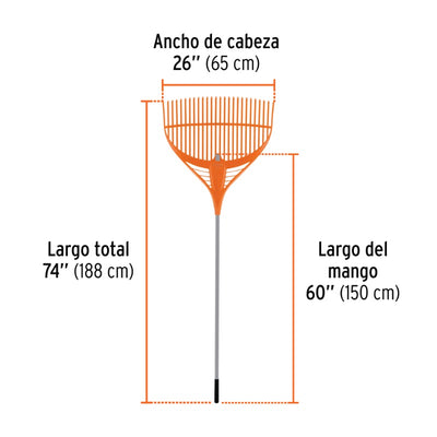 RASTRILLO BARRE HOJAS TRUPER 26 DIENTES  CON MANGO ACERO # EP-26X  (19881)