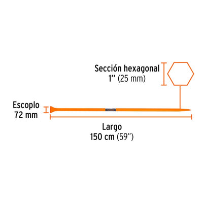 BARRETA DE PUNTA TRUPER 1 X 150 CM. ESCOPLO 72 MM # BAP-150 (10756)