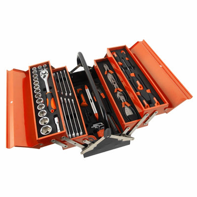 CAJA HERRAMIENTAS KENDO #90213  METALICA JGO. 81 PZS - BANDEJAS PLEGABLES