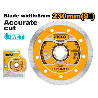 DISCO DIAMANTADO CONTINUO INGCO HUMEDO 230 (9) X 22.2 MM #  DMD022302