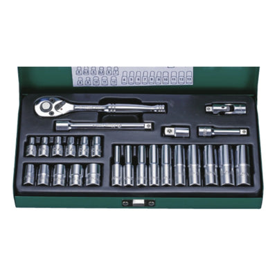 LLAVE DADO HANS  #2626MP 1/4 DR. CAJA METAL JGO. 26 PZS (OF)