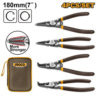 ALICATE ANILLO RETENCION INGCO 4 PZS. PTA.RECTA Y CURVA 7 # HCCPS26180