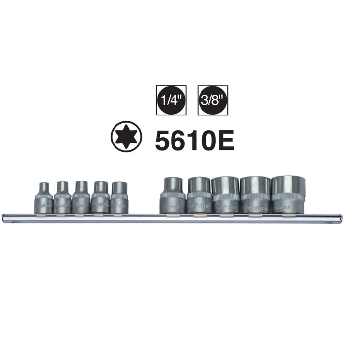 LLAVE DADO HANS # 5610E 1/4 & 3/8 DR E4 - E18  10 PCS(OF)