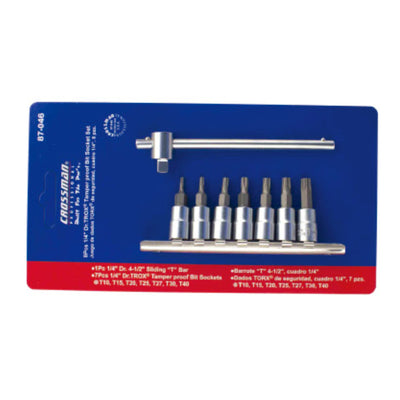 LLAVE DADO CROSSMAN TAMPER PROOF TORX #87-046 1/4 DR JGO. 8 PZS (OF)